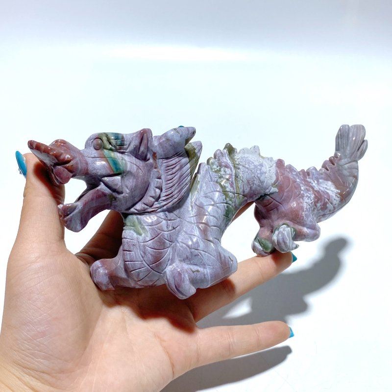 3 Pieces Ocean Jasper China Dragon Carving - Wholesale Crystals