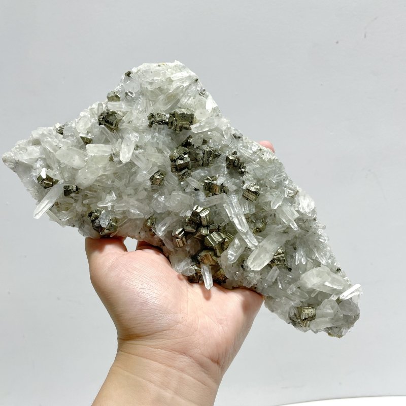 3 Pieces Pyrite Mixed Clear Quartz Cluster Specimen For Collection - Wholesale Crystals