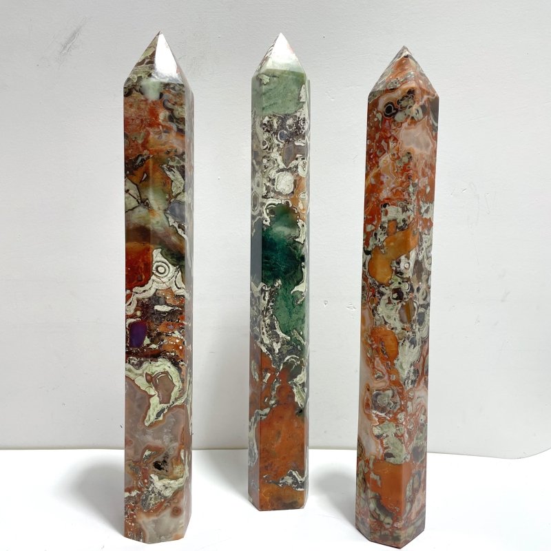3 Pieces Tall China Agate Tower Point - Wholesale Crystals
