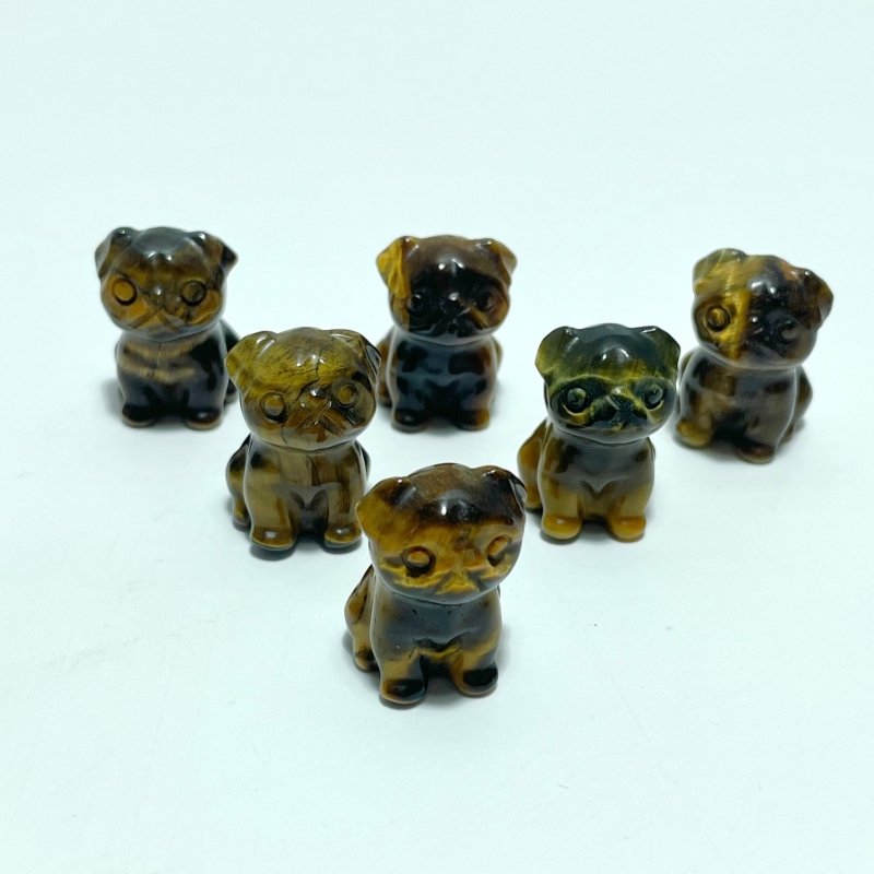 3 Types Mini Dog Carving Wholesale Tiger Eye Sodalite Dalmatian - Wholesale Crystals