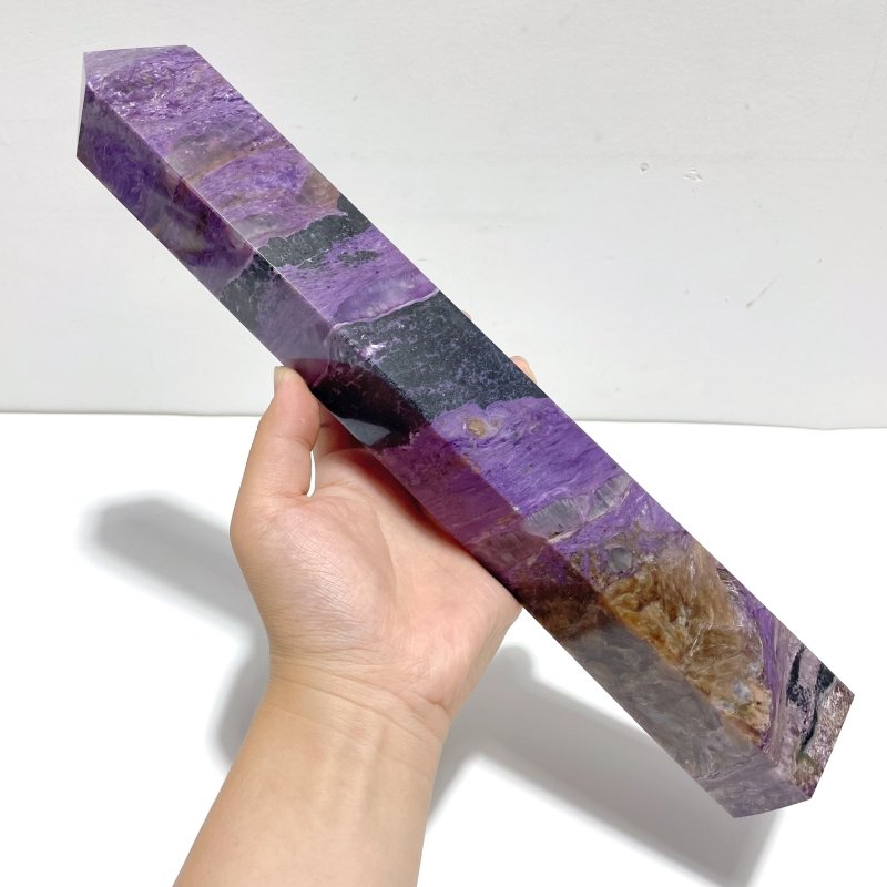 33.7CM Large Charoite Four - sided Tower For Collection A02 - Wholesale Crystals
