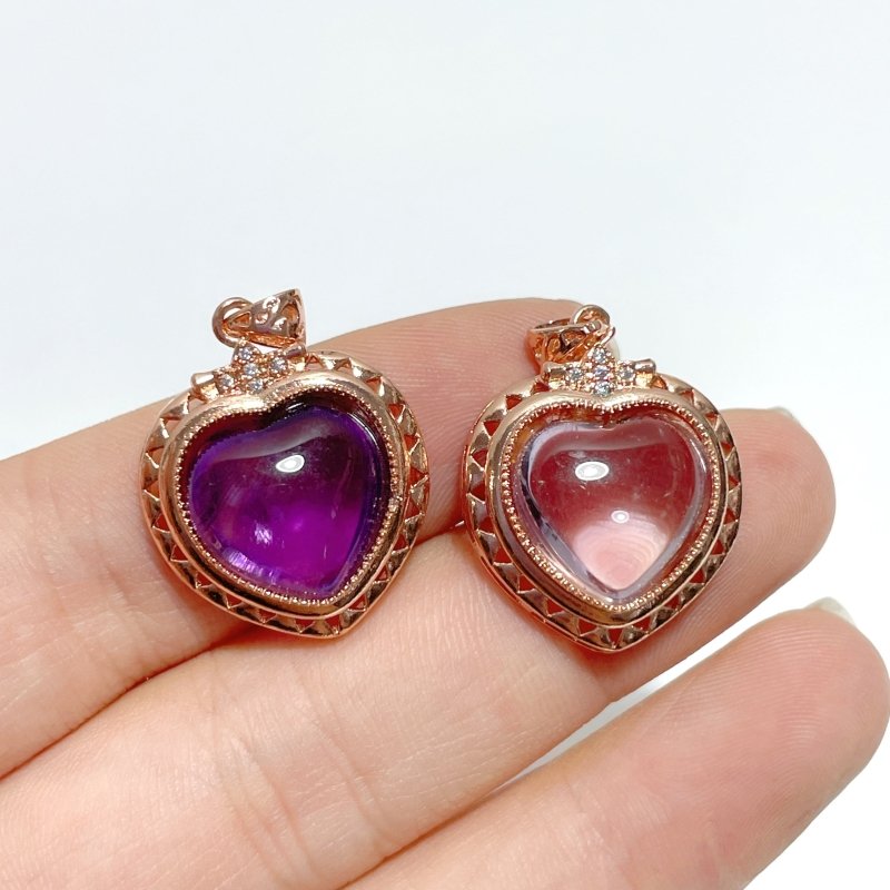 36 Pieces Amethyst Heart Shape Crystal Pendants - Wholesale Crystals