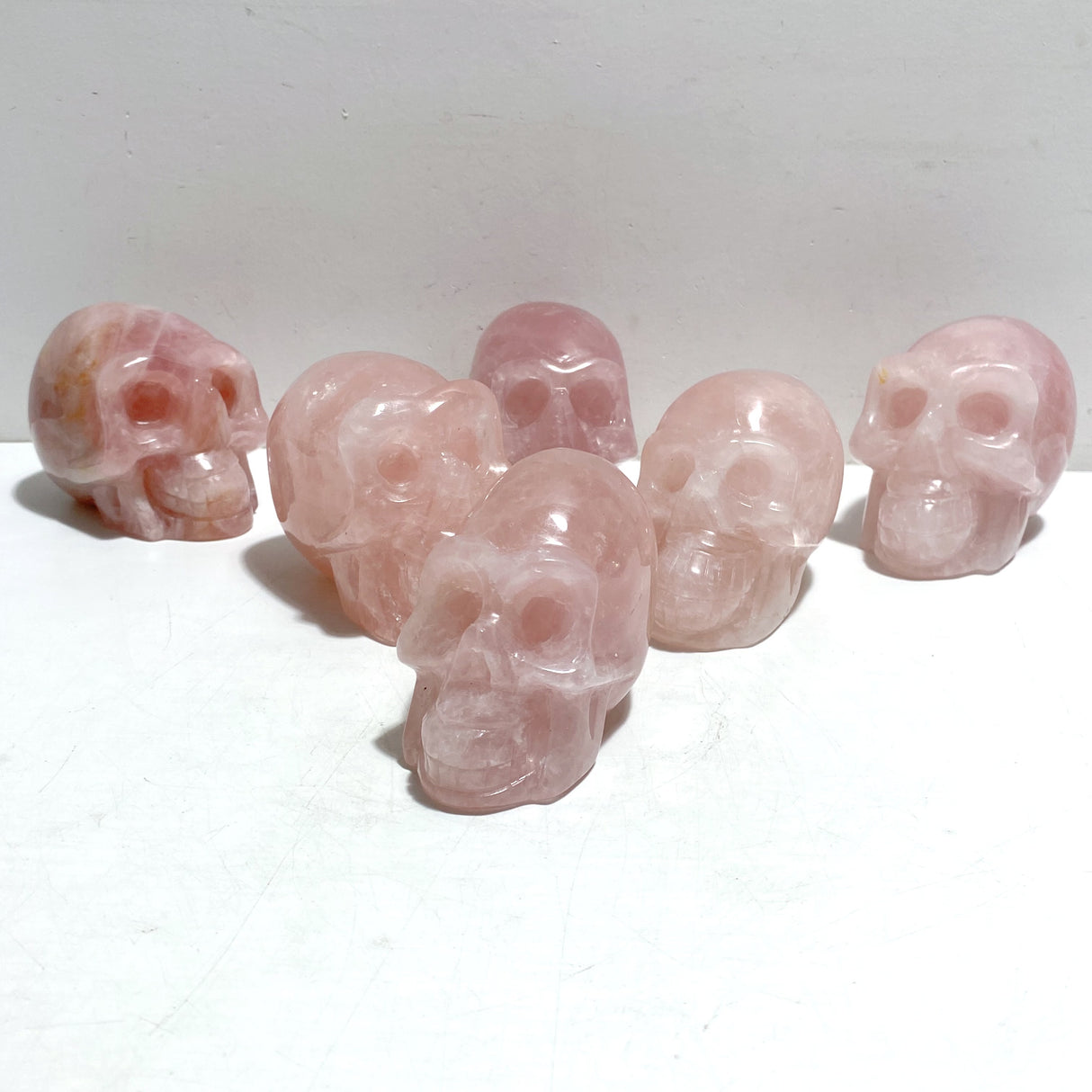 6 Pieces Rose Quartz Skull Carving