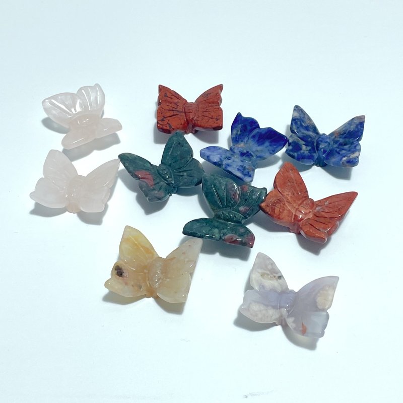 3D Butterfly Carving Wholesale Rose Quartz Sakura Flower Agate - Wholesale Crystals