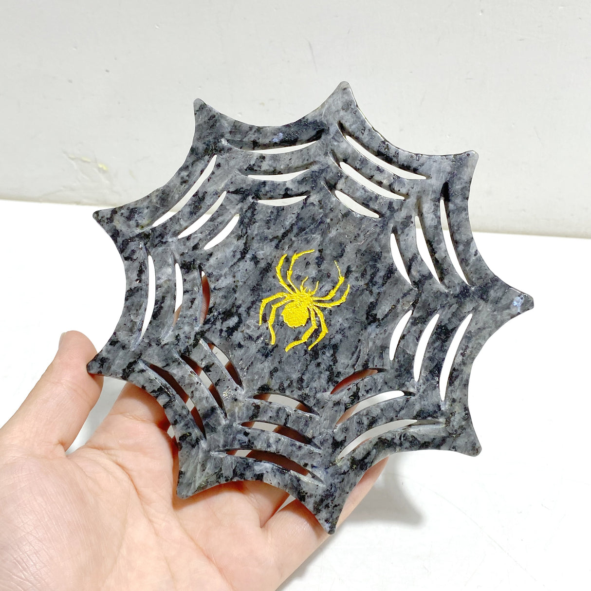 Yooperlite Larvikite Spider Web Carving Wholesale