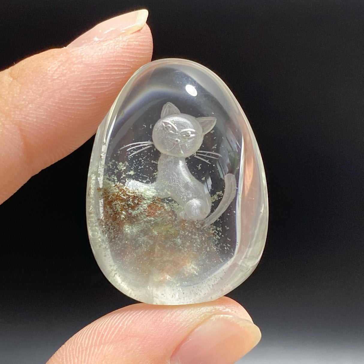 3 Pieces Cat Garden Quartz Inner Scene Carving