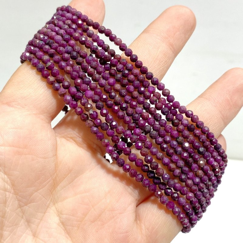 3MM Multi - Faceted mini Bead Bracelets Wholesale Topaz Ruby Sunstone - Wholesale Crystals