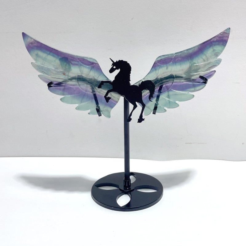 4 Pairs Beautiful Rainbow Fluorite Pegasus Wing Crystal Carving With Stand - Wholesale Crystals