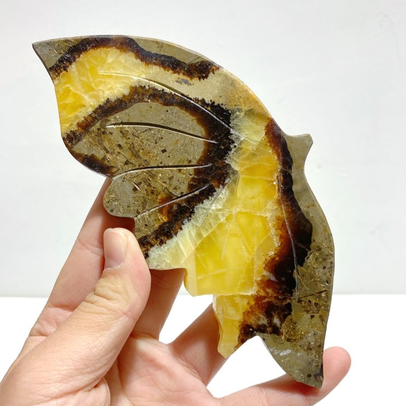 4 Pairs Septarium Butterfly Wing Carving With Stand 2 - Wholesale Crystals