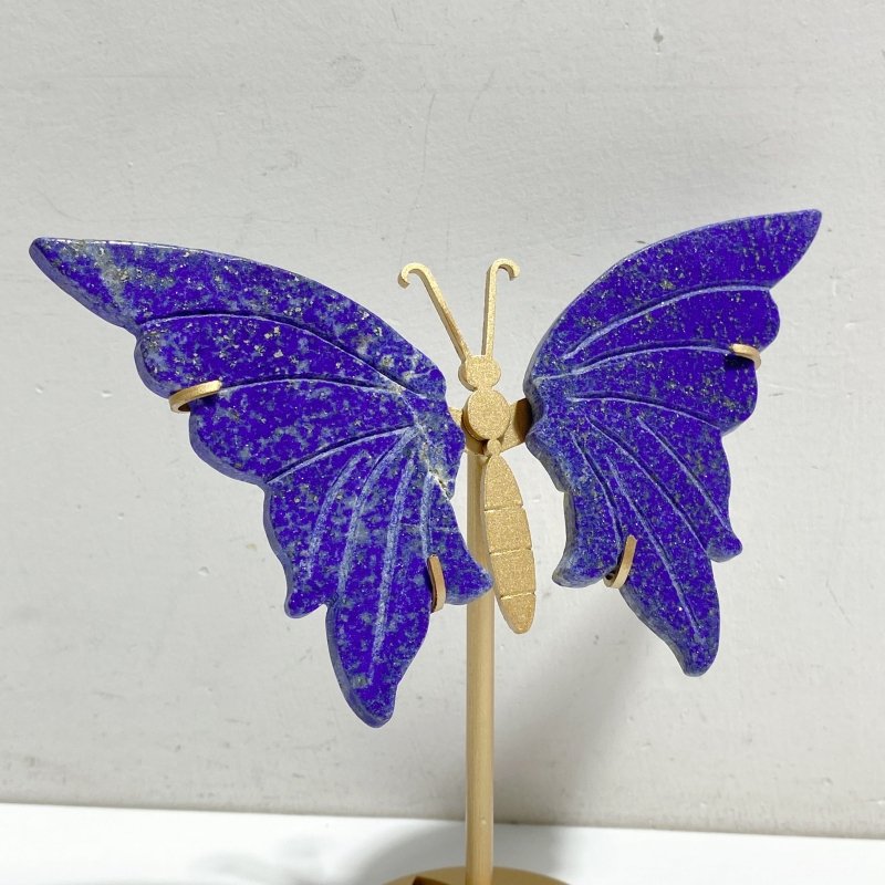 4 Pairs Small Lapis Lazuli Butterfly Wing Carving With Stand -Wholesale Crystals