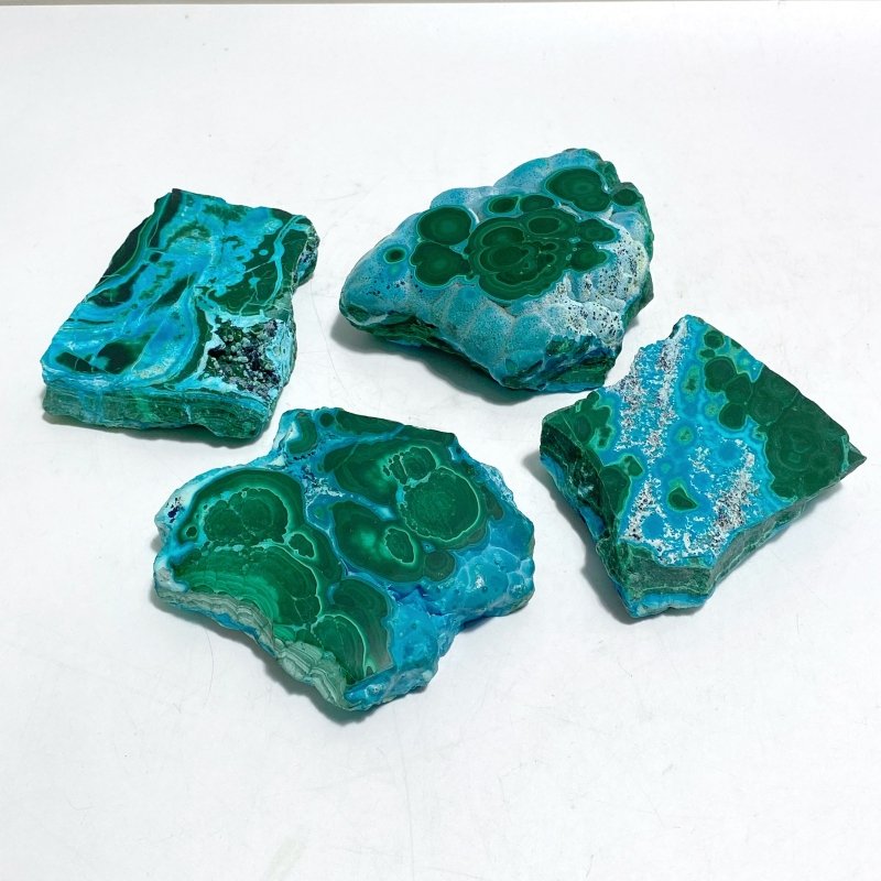 4 Pieces Beautiful Chrysocolla Mixed Malachite Slab High Quality Specimen - Wholesale Crystals