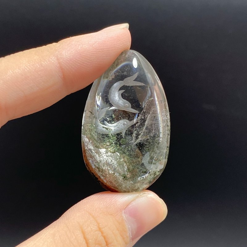 4 Pieces Dolphin Garden Quartz Inner Scene Carving -Wholesale Crystals