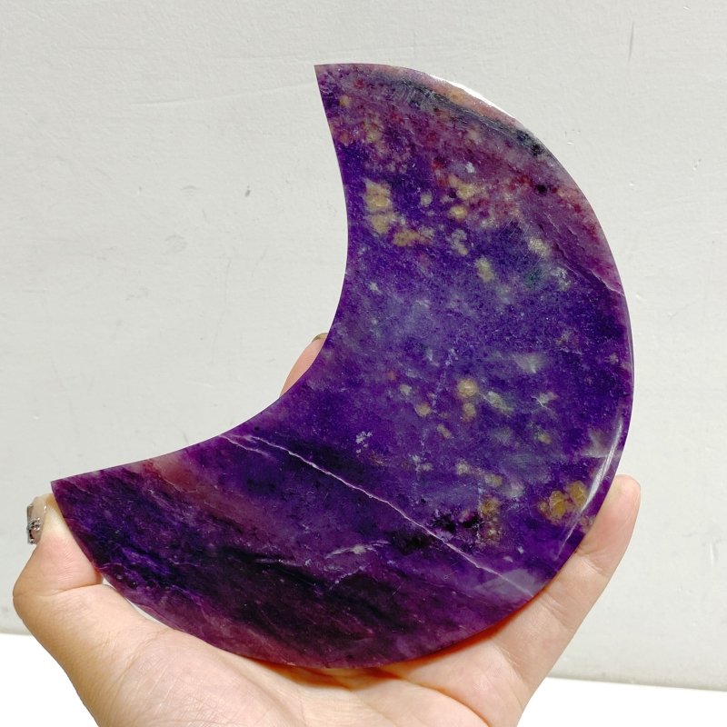 4 Pieces Large Charoite Moon Carving With Stand 1 -Wholesale Crystals