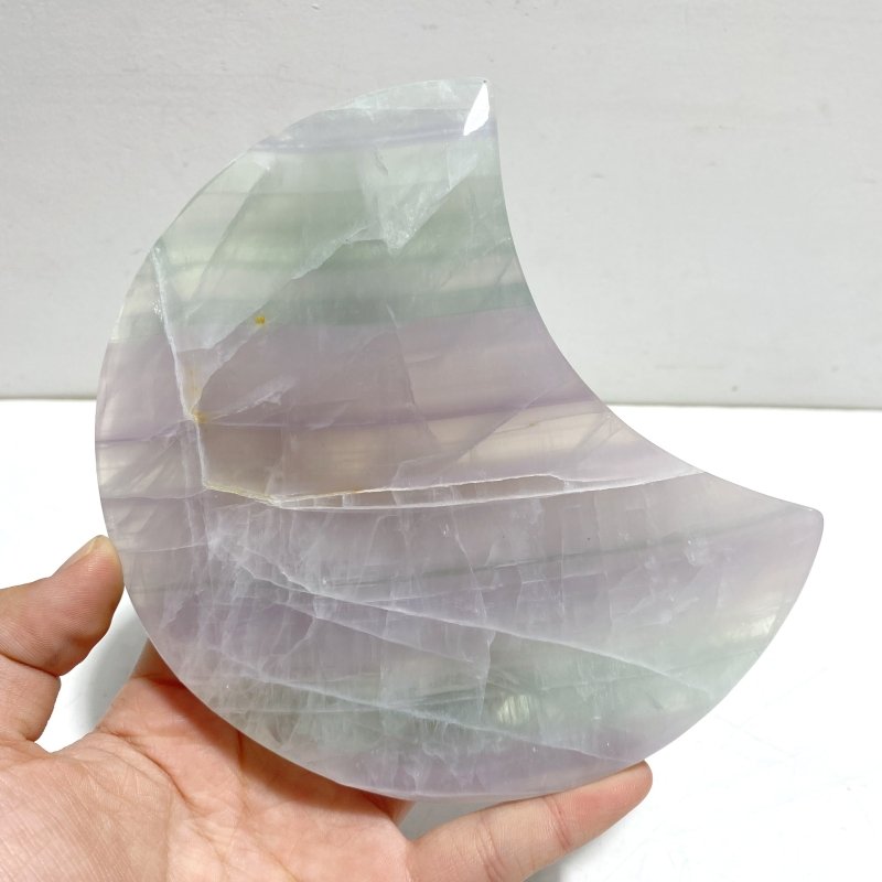 4 Pieces Large Fluorite Moon Carving With Stand - Wholesale Crystals