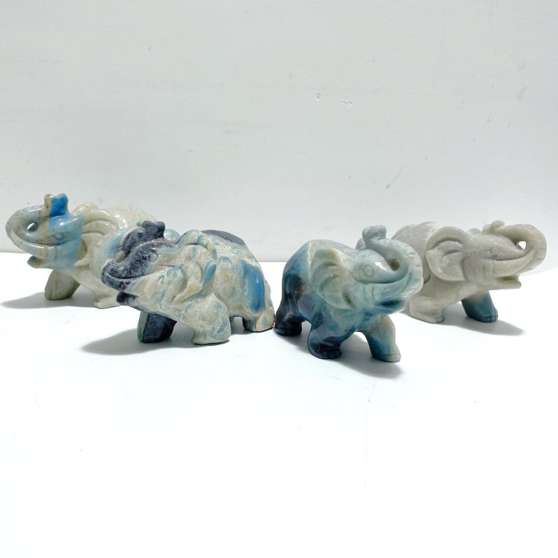 4 Pieces Trolleite Stone Elephant Carving (Defect) - Wholesale Crystals