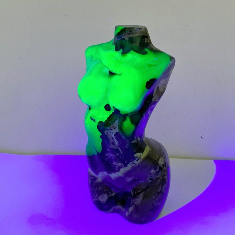 4 Pieces Volcano Agate Goddess Carving (UV - Reactive) - Wholesale Crystals