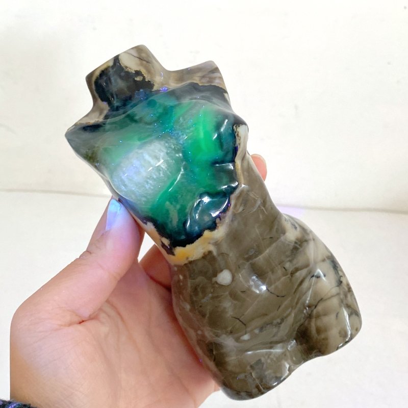 4 Pieces Volcano Agate Goddess Carving (UV - Reactive) - Wholesale Crystals