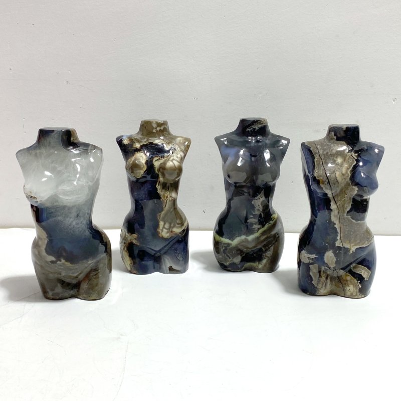 4 Pieces Volcano Agate Goddess Carving (UV - Reactive) - Wholesale Crystals