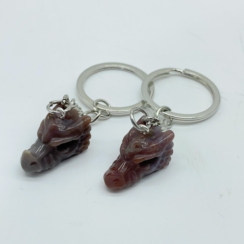 4 Types Dragon Head Crystal Keychain Carving Wholesale Green Aventurine Ocean Jasper -Wholesale Crystals