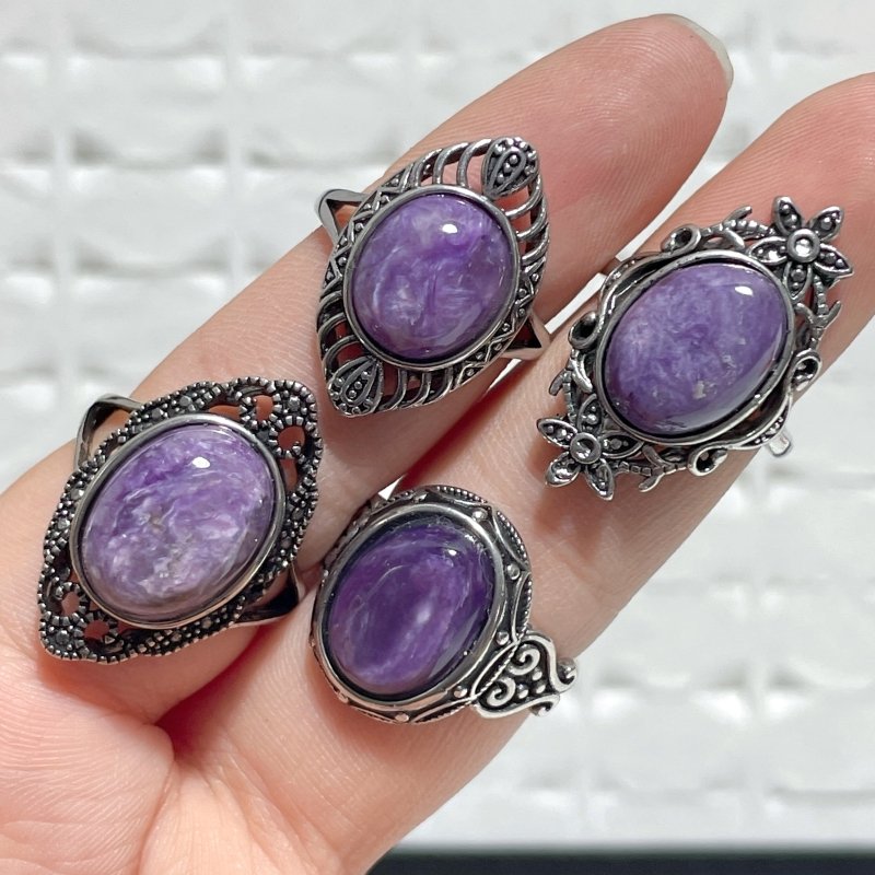 40 Pieces Charoite Different Styles Ring 6 - Wholesale Crystals
