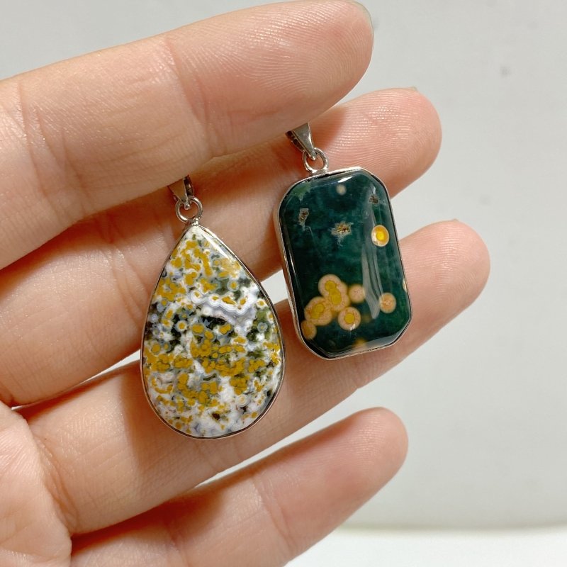 40 Pieces Vein Ocean Japser Pendant -Wholesale Crystals