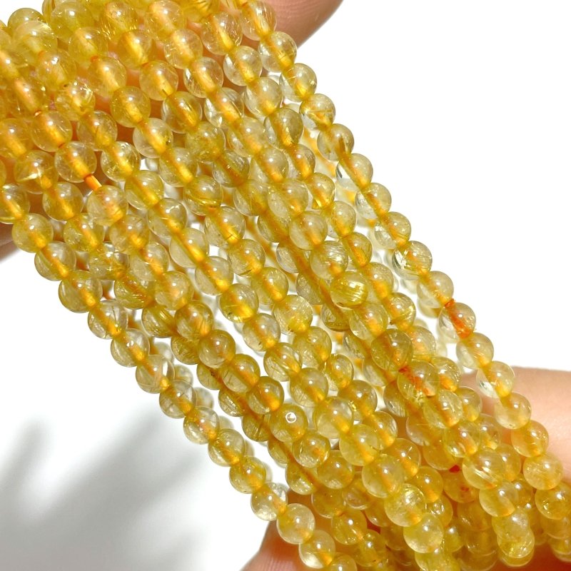 42 Pieces High Quality 4mm Golden Rutile Quartz Bracelets - Wholesale Crystals