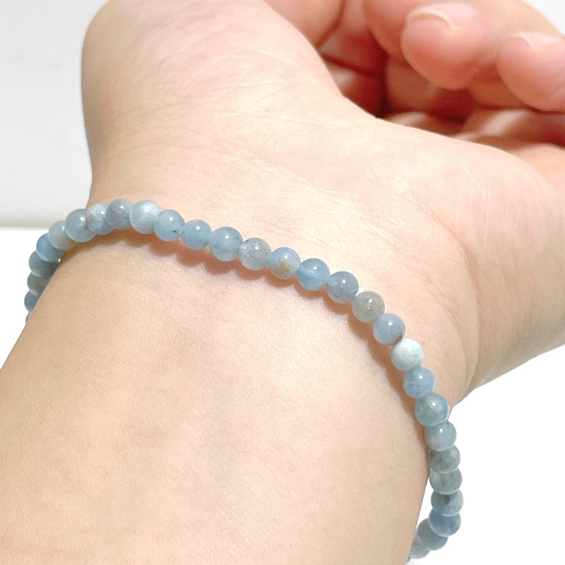 42 Pieces Mini Beads 4mm Aquamarine Bracelets - Wholesale Crystals