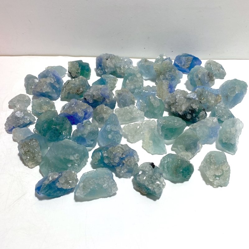 47 Pieces Blue Fluorite Mixed Calcite Raw Stone Specimen For Collection - Wholesale Crystals