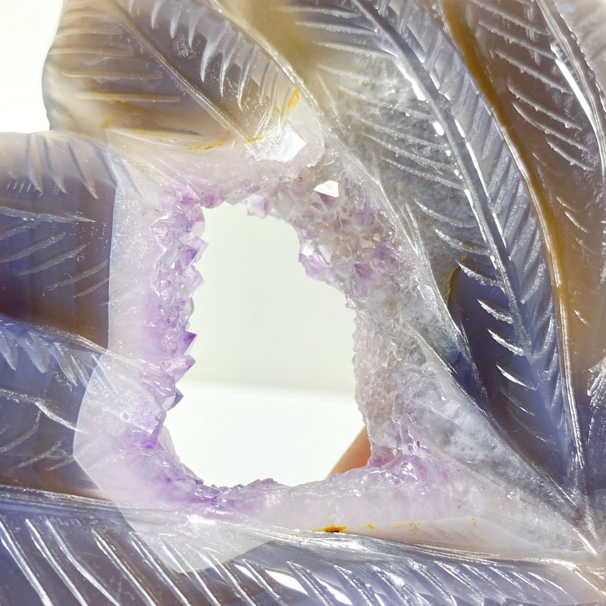 2 Pieces Geode Agate Druzy Nine-tailed Fox Carving #13