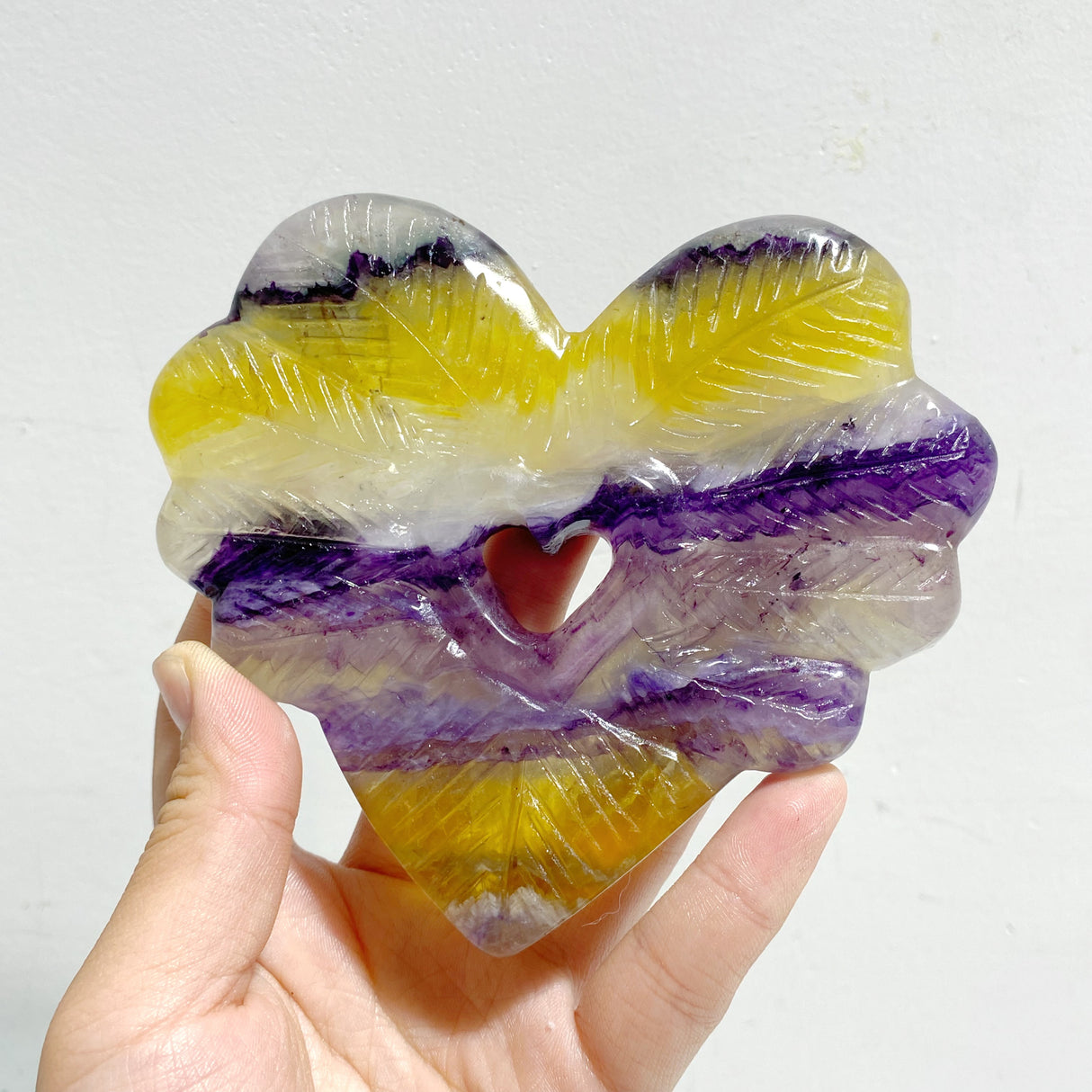 7 Pieces Rainbow Fluorite Heart With Stand