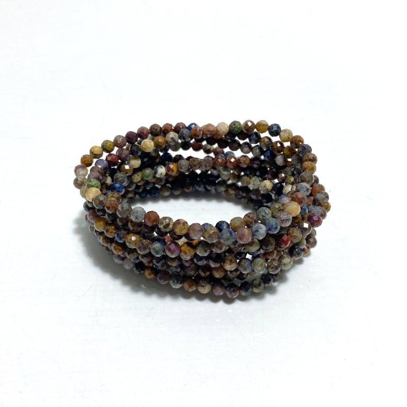 4MM Multi - Faceted Flash Bead Bracelets Wholesale Fluorite Garnet - Wholesale Crystals