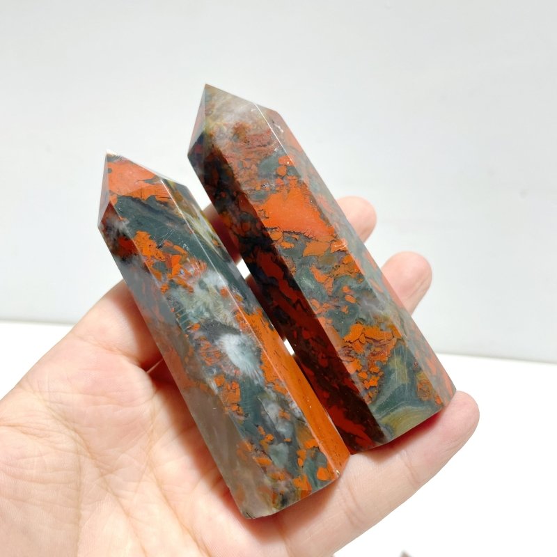 5 - 9CM Bloodstone Mixed Agate Tower Point Wholesale - Wholesale Crystals