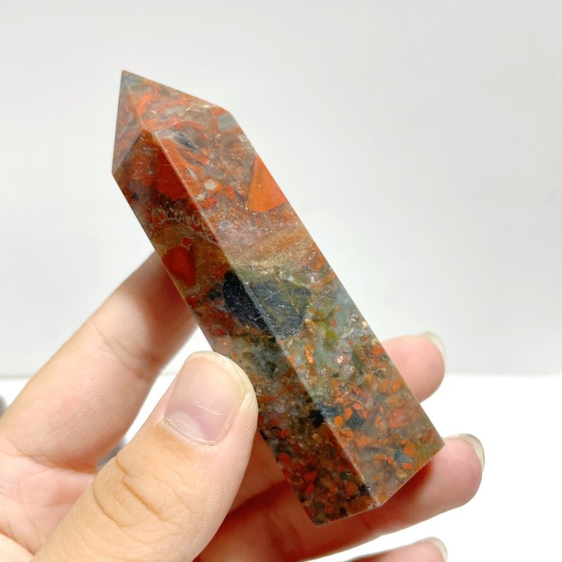 5 - 9CM Bloodstone Mixed Agate Tower Point Wholesale - Wholesale Crystals