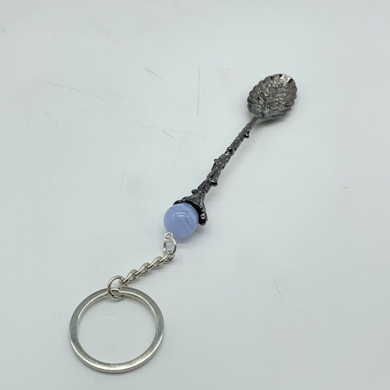5 Colors Coffee Spoon Keychain With Blue Lace Agate Sphere Wholesale -Wholesale Crystals