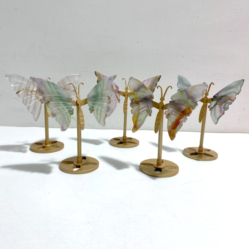 5 Pairs Fluorite Small Butterfly Wing With Stand - Wholesale Crystals