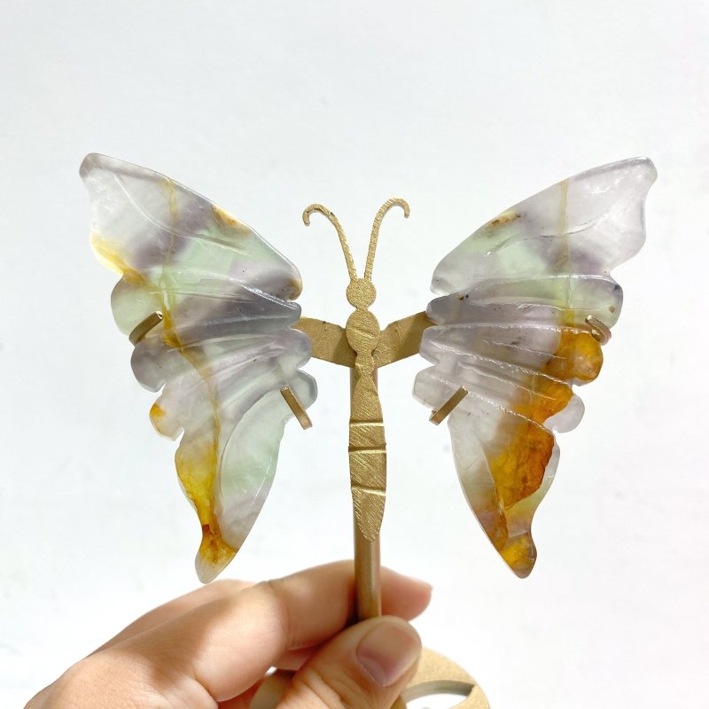 5 Pairs Fluorite Small Butterfly Wing With Stand - Wholesale Crystals