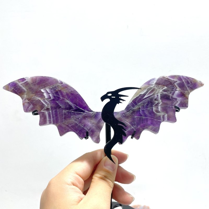 5 Pairs Flying Dragon Wing With Stand Chevron Amethyst Pink Agate - Wholesale Crystals