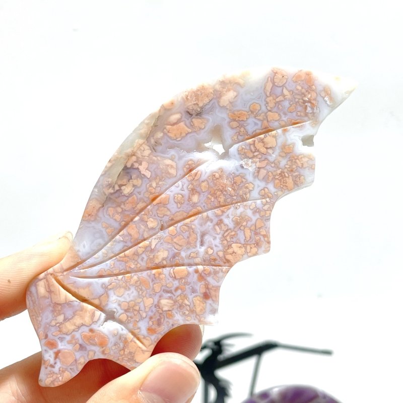 5 Pairs Flying Dragon Wing With Stand Chevron Amethyst Pink Agate - Wholesale Crystals