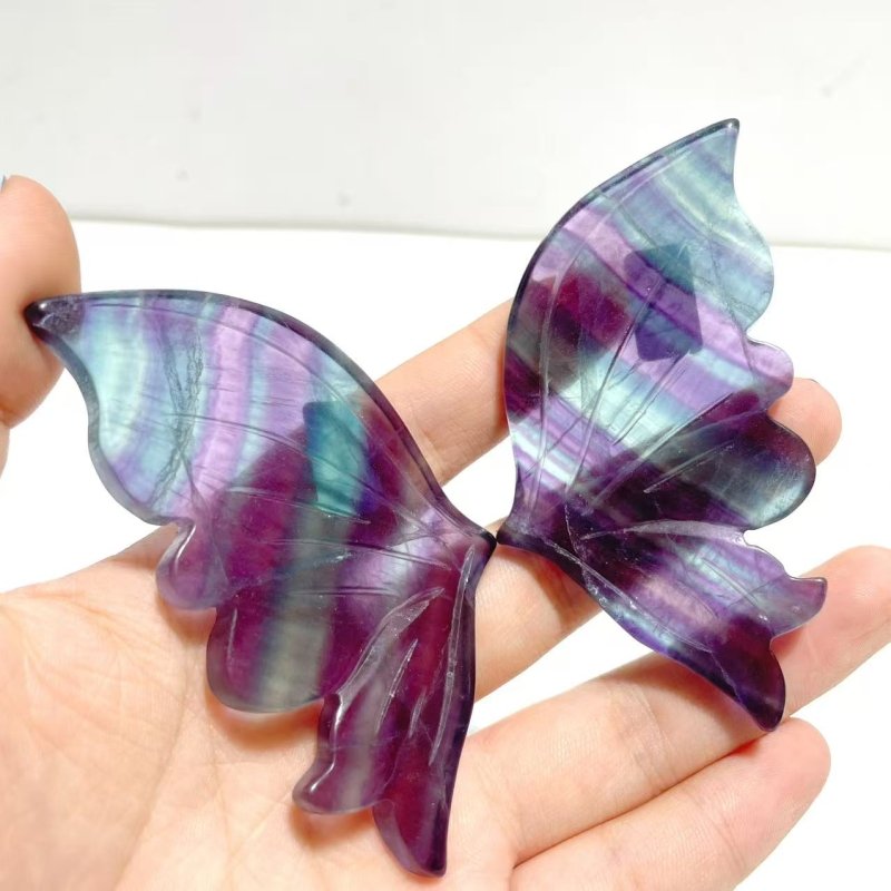 5 Pairs Symmetry Butterfly Wing With Stand Fluorite - Wholesale Crystals