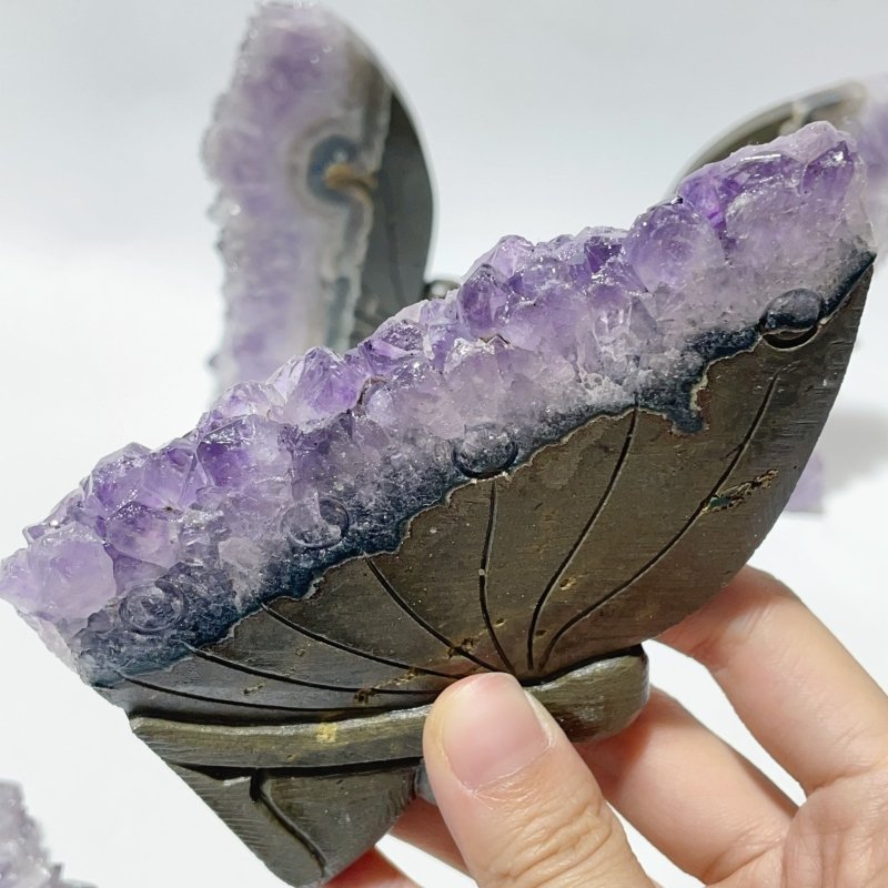 5 Pieces Amethyst Cluster Butterfly Fairy Carving - Wholesale Crystals