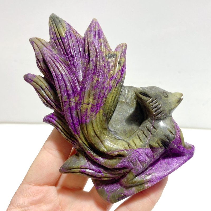 5 Pieces Atlantisite Nine - tailed Foxes Carving (With Crack) - Wholesale Crystals