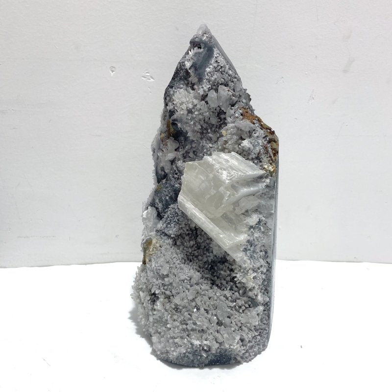 5 Pieces Black Clear Quartz Cluster Raw Side Tower - Wholesale Crystals