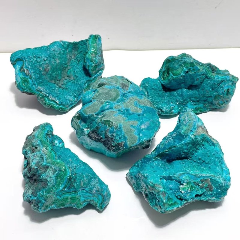 5 Pieces Chrysocolla Mixed Malachite Raw Stone Specimen - Wholesale Crystals