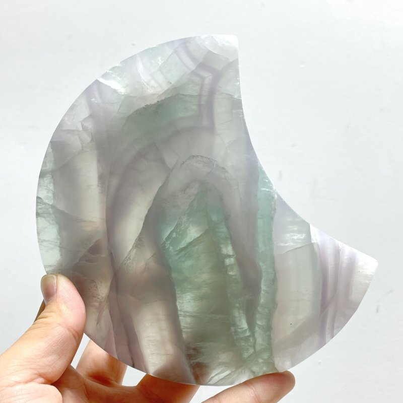 5 Pieces Fluorite Moon Carving With Stand - Wholesale Crystals