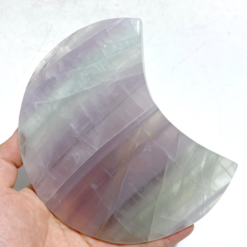 5 Pieces Fluorite Moon Carving With Stand - Wholesale Crystals