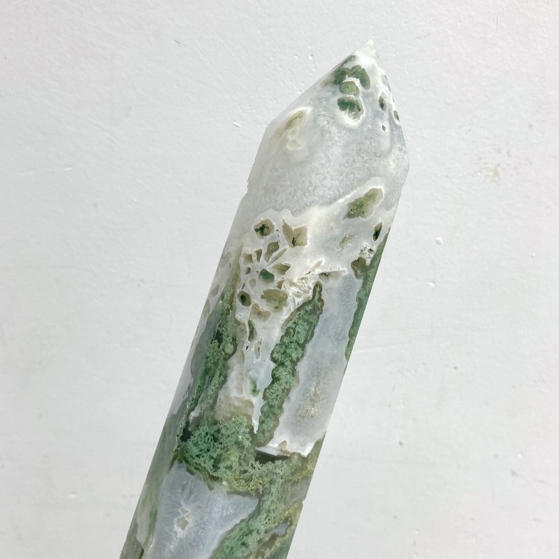 5 Pieces Large Green Moss Agate Points -Wholesale Crystals