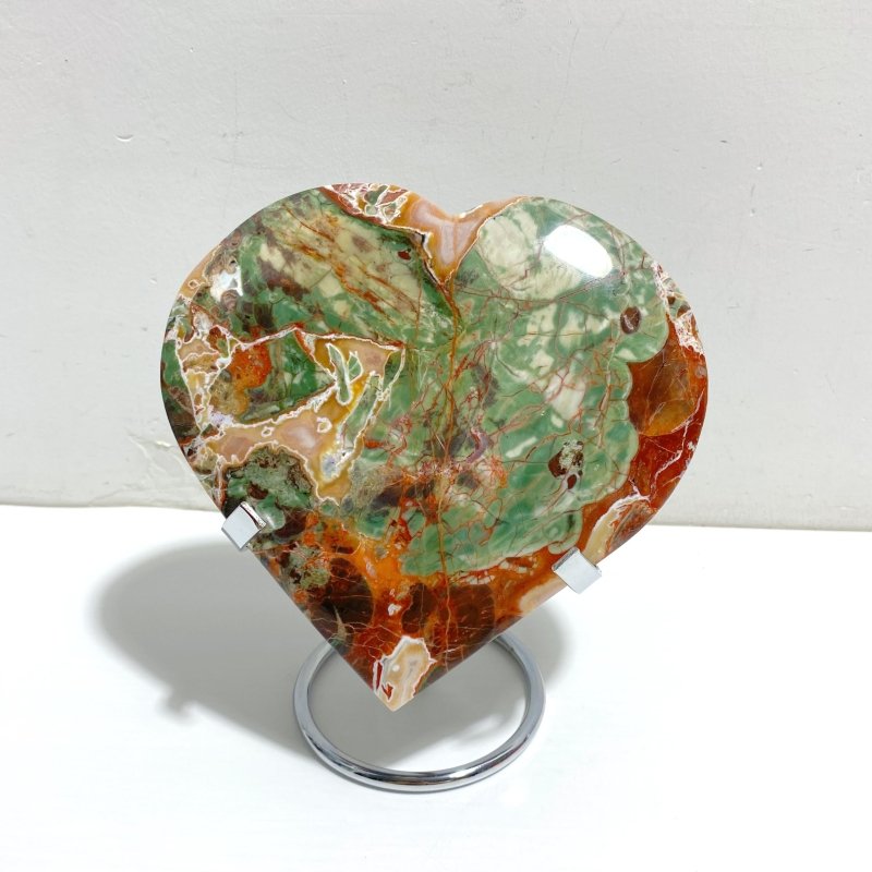 5 Pieces Large Money Agate Heart With Stand -Wholesale Crystals