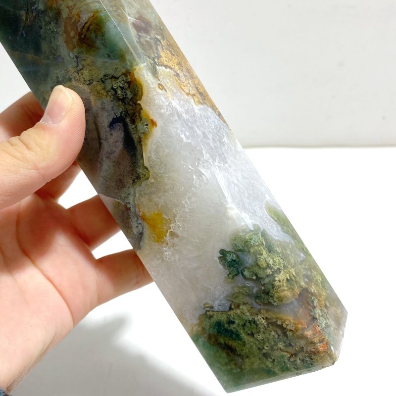 5 Pieces Moss Agate Four - Sided Tower Points - Wholesale Crystals