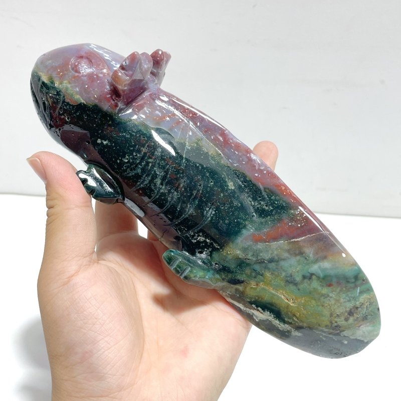 5 Pieces Ocean Jasper Chinese Giant Salamander Carving - Wholesale Crystals
