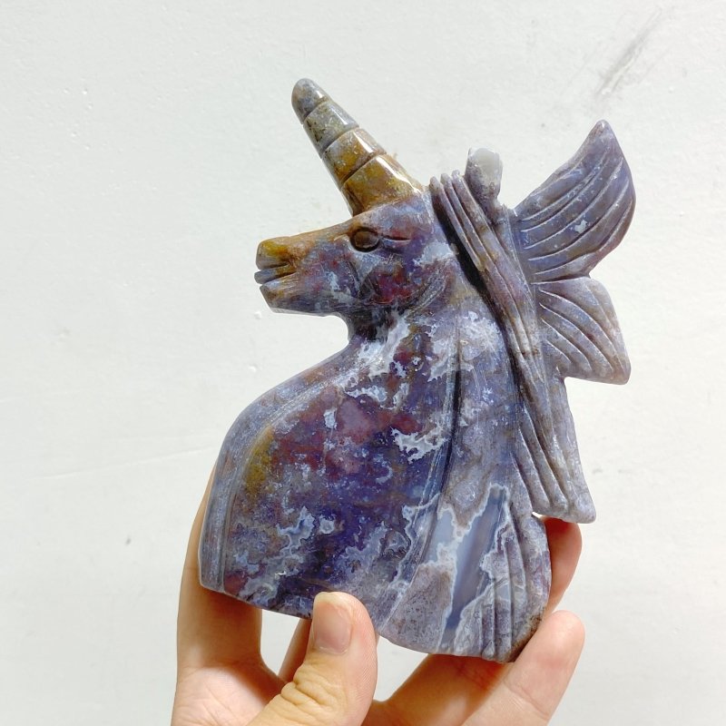 5 Pieces Ocean Jasper Unicorn Carving Closeout - Wholesale Crystals